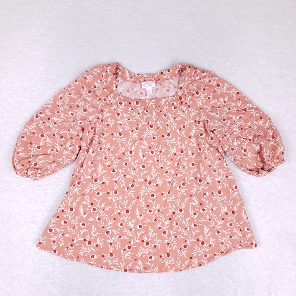 Isabel Maternity Ingrid &‎ Isabel Puff Sleeve Blouse XS Pink Floral Rayon Top